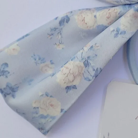 LoveShackFancy X Goody NWT Blue Floral Bow Hair Elastic Coquette Feminine Rococo - Picture 4 of 5